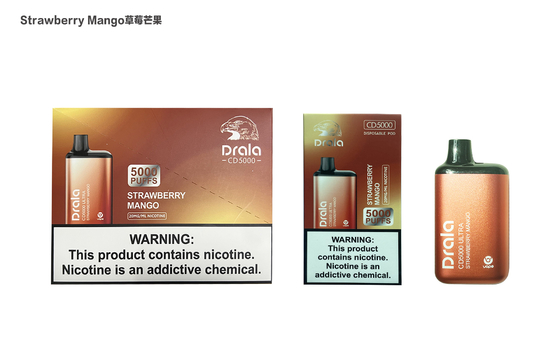 Strawberry Mango Disposable Vape Drala 5000 Puffs E Cigarette with 13ml E-Liquid Rechargerable Battery
